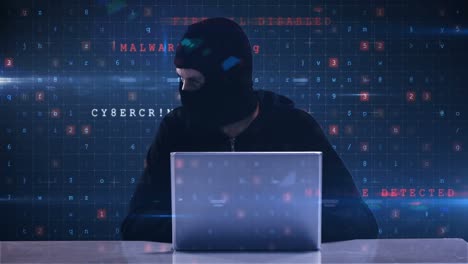 hacker usando el portátil