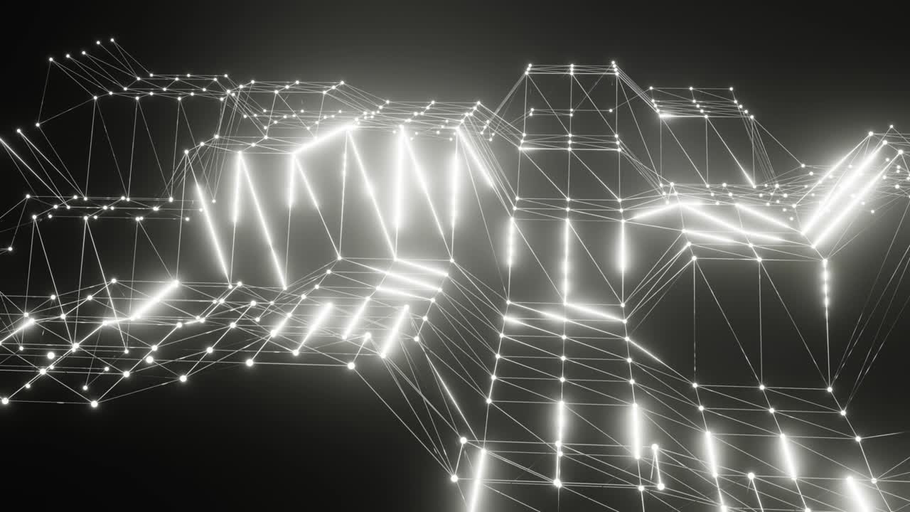 4K 3D animation. Plexus effect. Abstract digital connection moving dots and lines