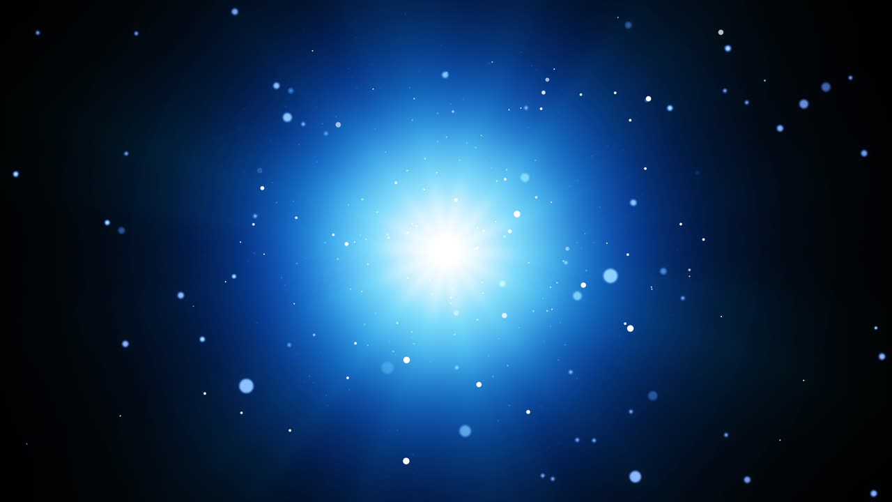 movimiento cósmico dinámico: rayos solares radiantes y partículas flotantes - radiación celeste: polvo de estrellas brillante en el espacio profundo