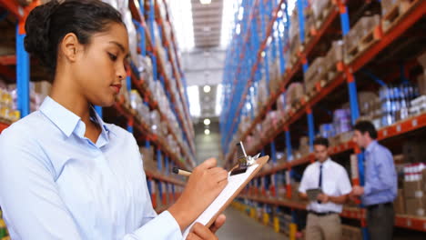 warehouse workers working together