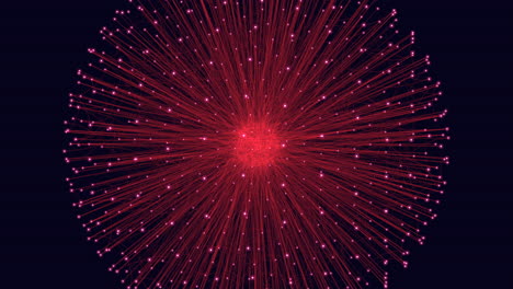 Feuriges-Rotes-Feuerwerk,-Das-Am-Nachthimmel-Explodiert