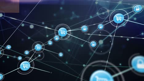 animation of network of connections with icons