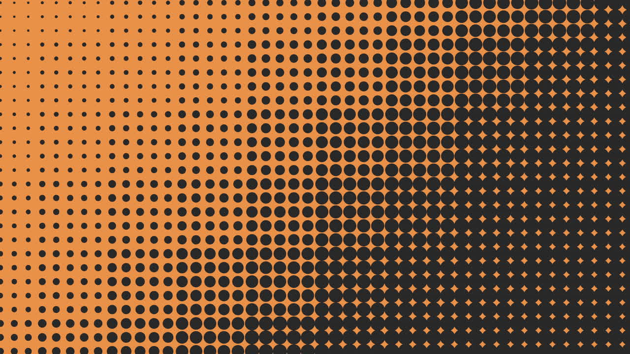 Symmetrical black and white dot pattern on orange background
