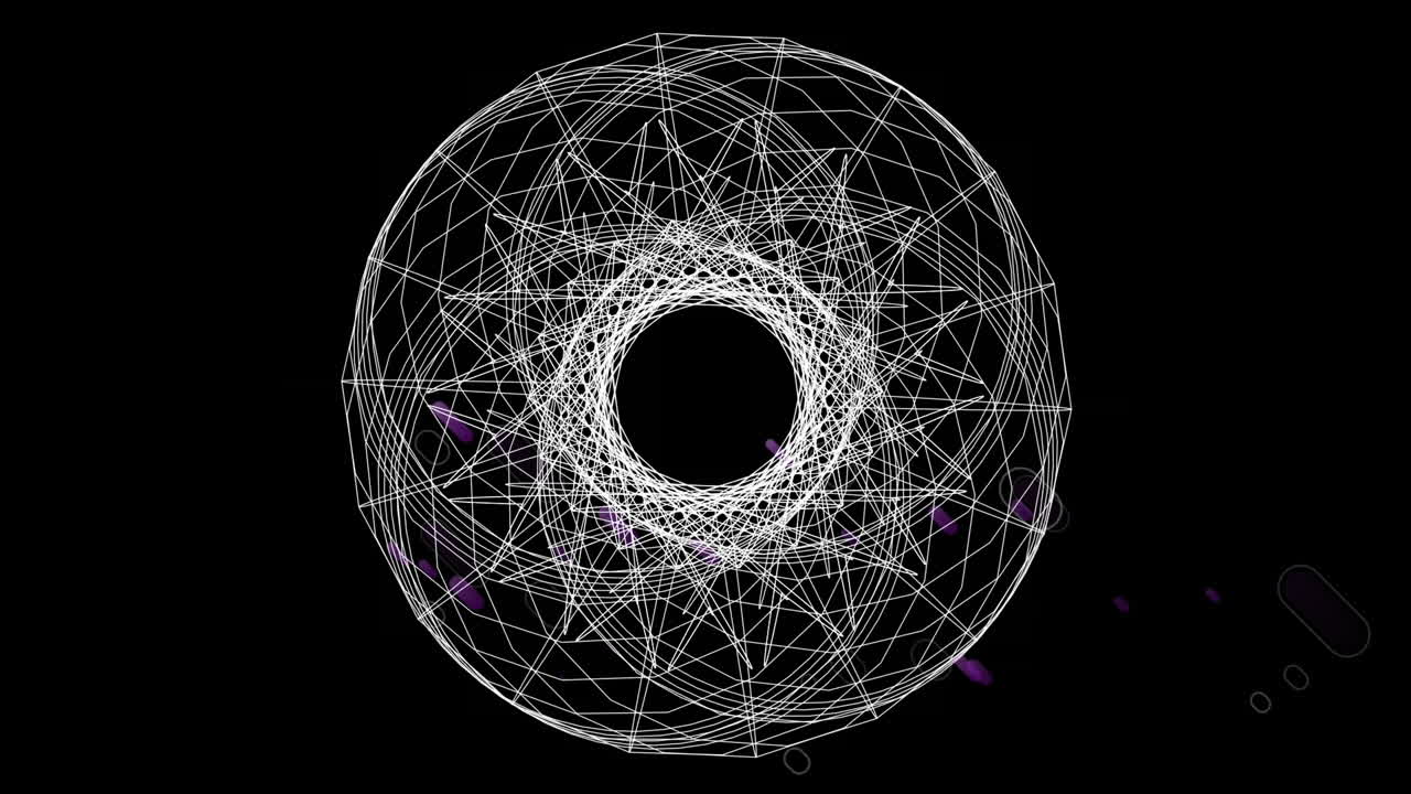 анимация фиолетовых световых следов над сканированием на черном фоне