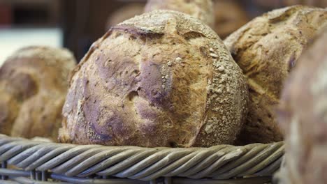 close-up of fresh sourdough bread loaves