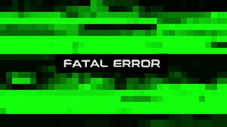 Digital Fatal Error Message on Glitching Green Screen