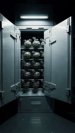 grenades stored in a secure cabinet