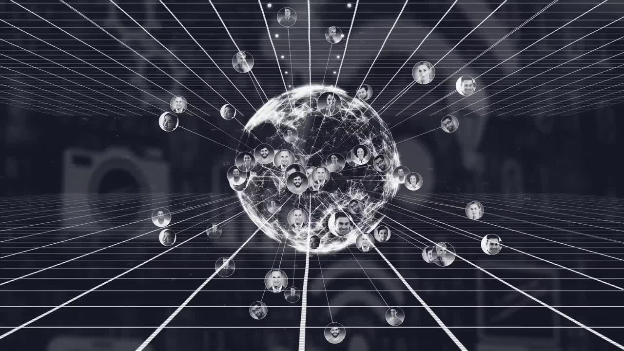 анимация сетей соединений нескольких иконок интерфейса