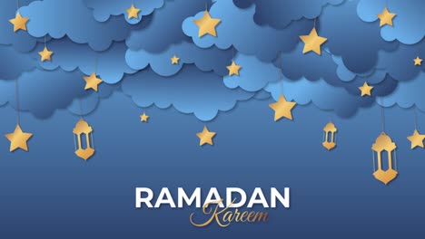 ramadan kareem background. ramadan kareem with stars and lanterns. background for ramadan kareem with hanging candle lanterns and stars. animated illustration