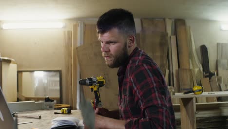 woodworker at work in a workshop