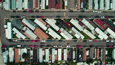 top-down-above-mobile-homes-park-in-Melrose-Park,-Illinois,-America