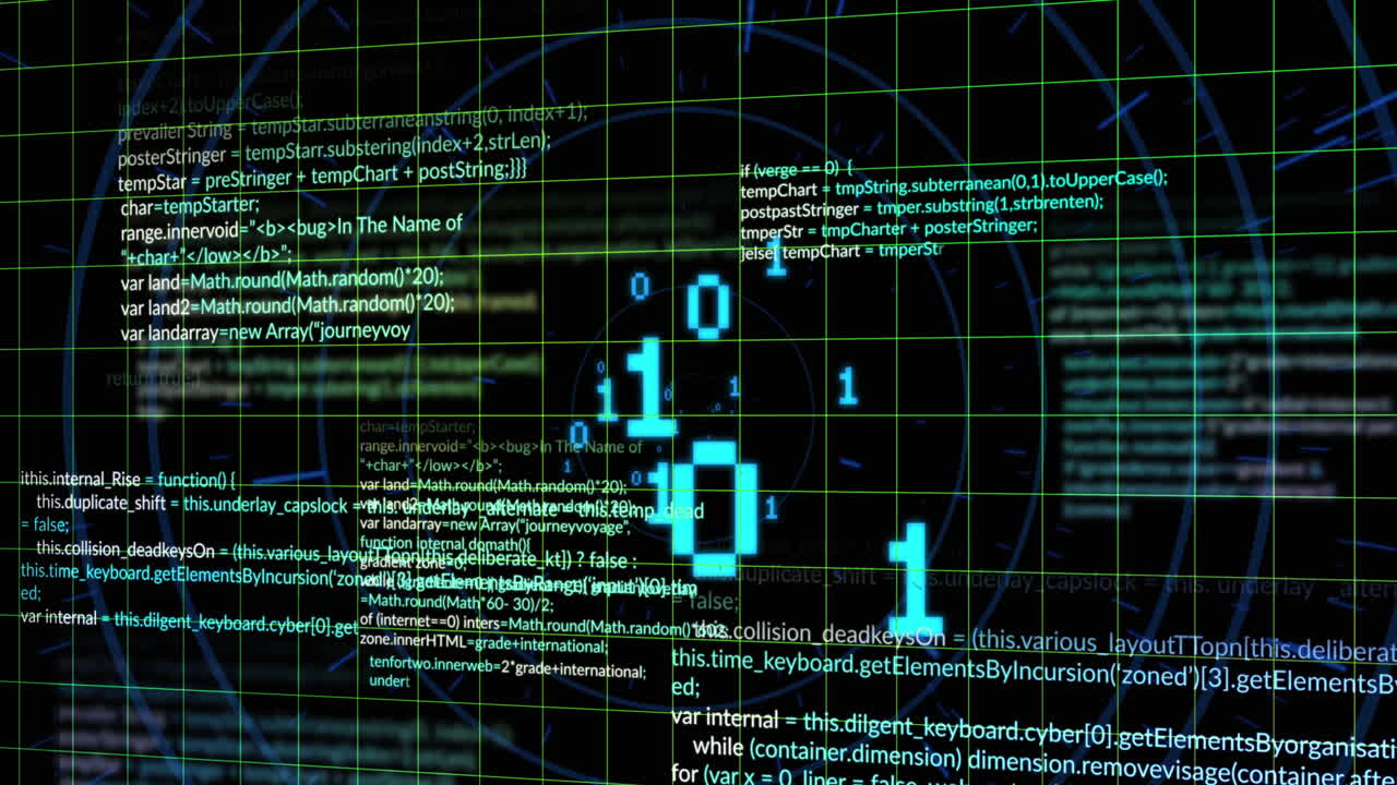 animación del procesamiento de datos sobre un fondo negro