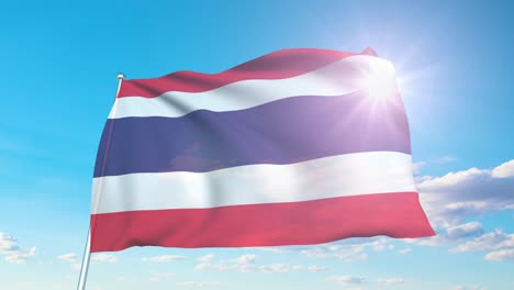 flag of thailand with fabric structure against a cloudy sky (loopable)