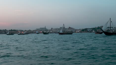 katara eleventh traditional dhow festival in doha qatar sunset shot