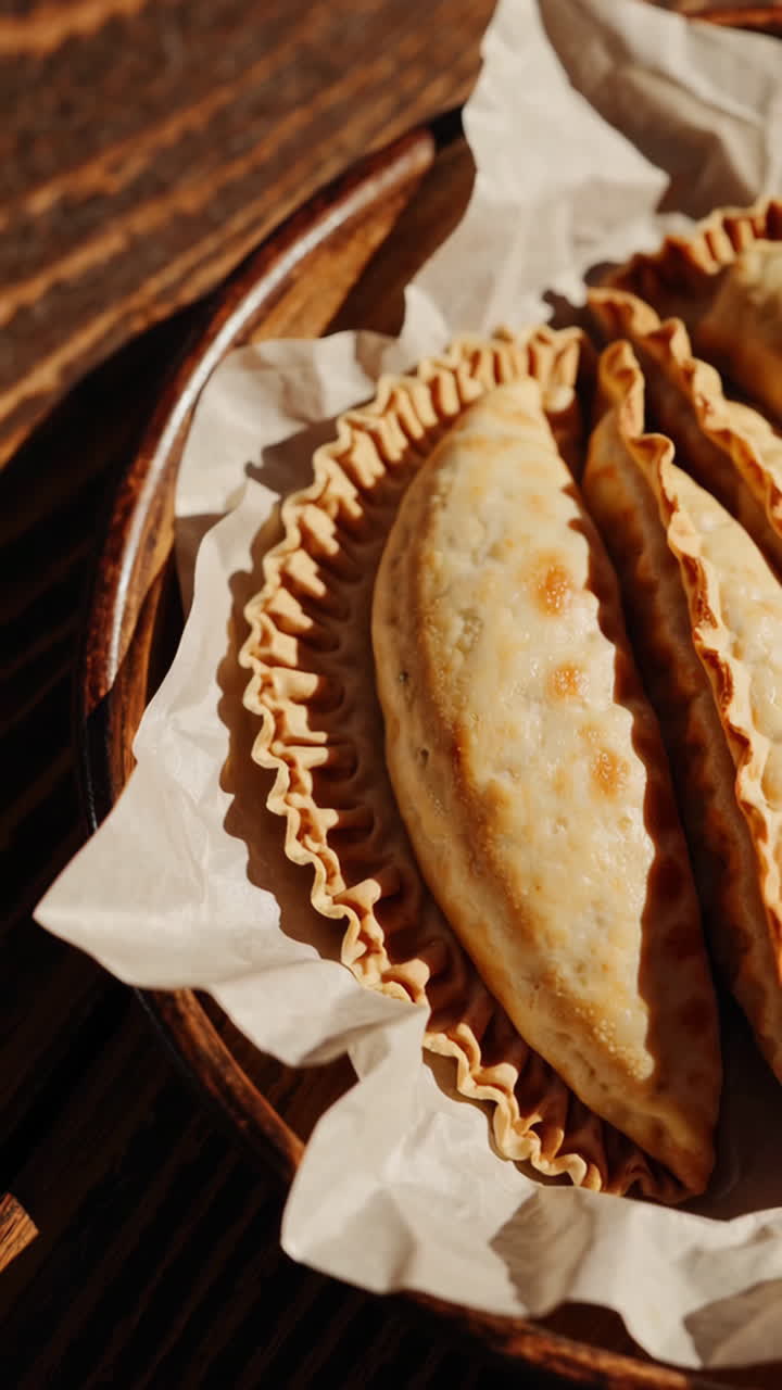 Delicious Empanadas on a Wooden Tray