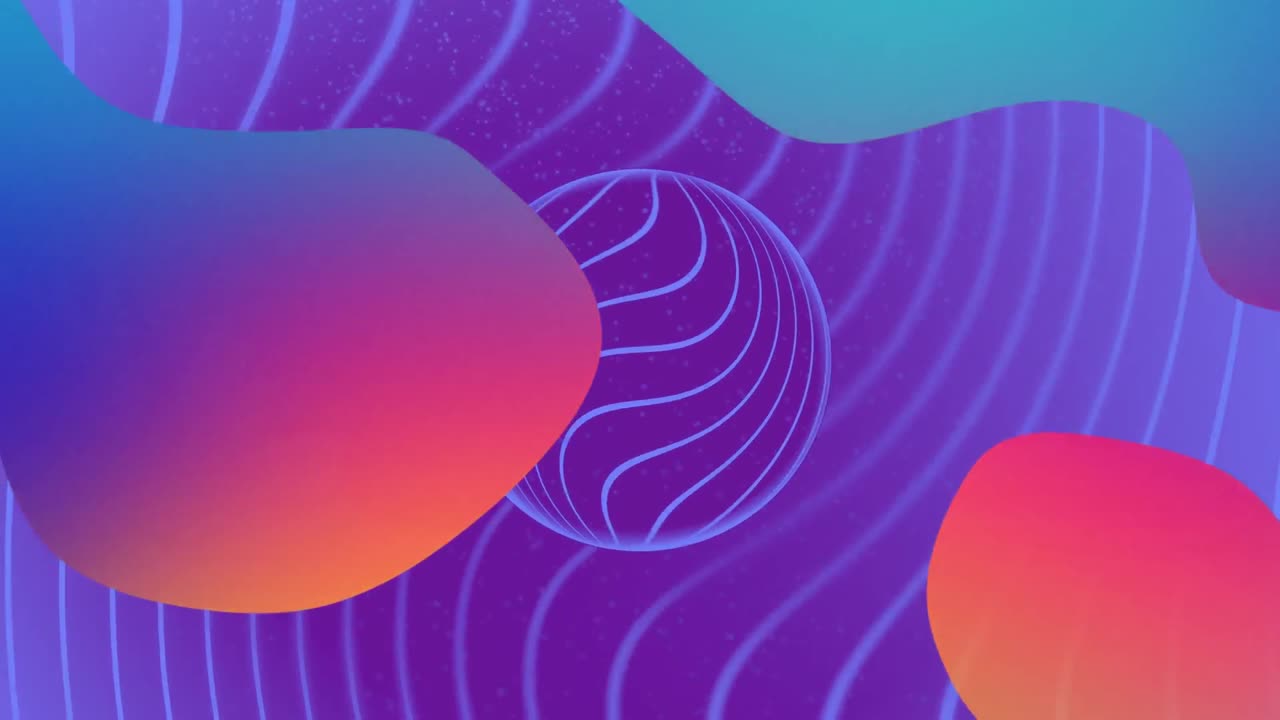 Animation of purple circle and lines with moving gradient shapes