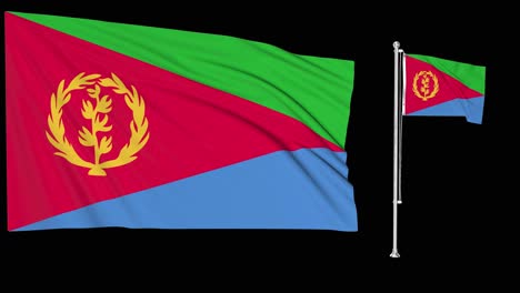 Greenscreen-Schwenkt-Eritrea-Flagge-Oder-Fahnenmast