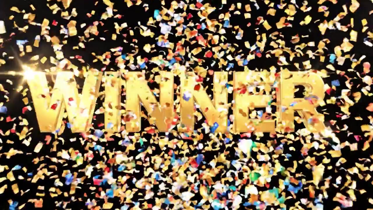 Celebrating Victory: A Glorious Display of the Word 'WINNER' Surrounded by Colorful Confetti, Signifying Achievement and Triumph in a Festive Atmosphere