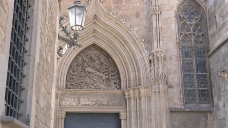 details of medieval architecture in the gothic quarter in barcelona spain