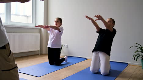 people practising yoga