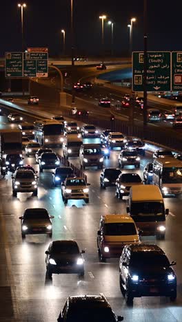 night traffic on a busy highway in dubai