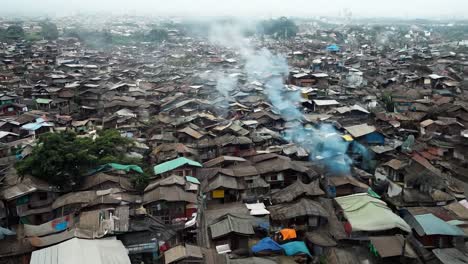 aerial view of a densely populated slum