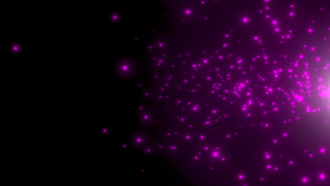 random flying and moving purple stars and glitters in galaxy