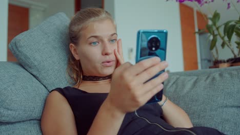 teenager having a video call on a smartphone