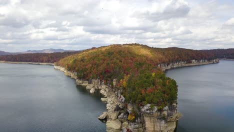 aerial dolly over the autumnal west virginia woodlands