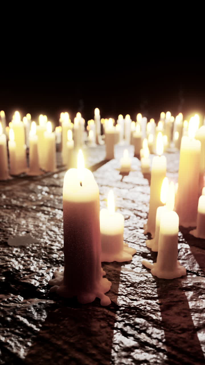 muchas velas encendidas por la noche