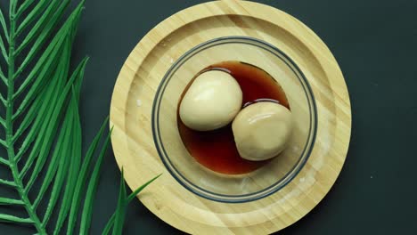 soy sauce marinated egg in a bowl