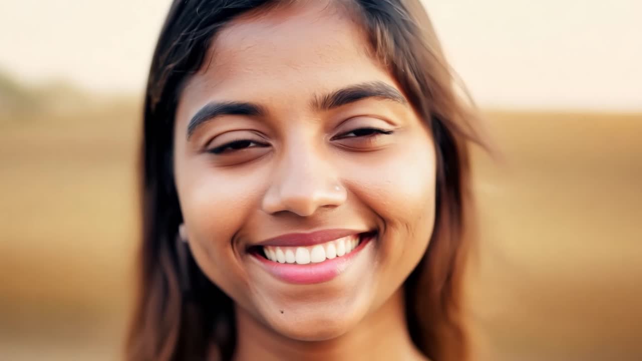 retrato en primer plano de una joven sonriente