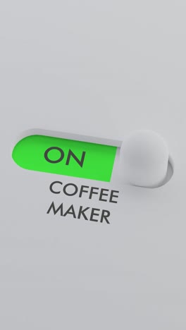 encendiendo el interruptor de la cafetera vídeo vertical