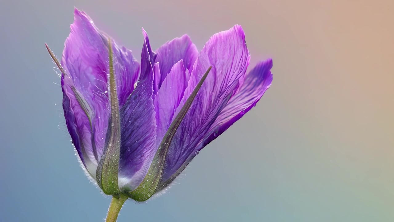 Time-lapse av en blommande lila blomma