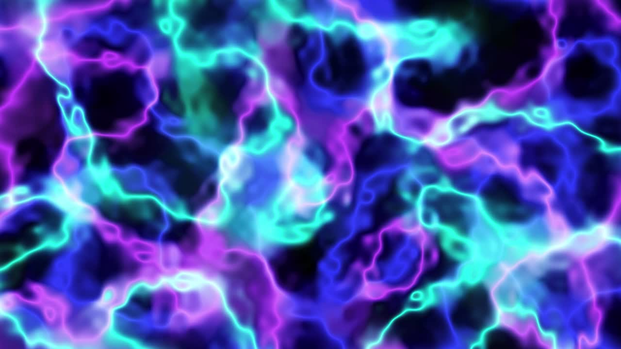 Seamless loop neon plasma energy background animation with chaotic electric current in vibrant blue magenta and cyan colors