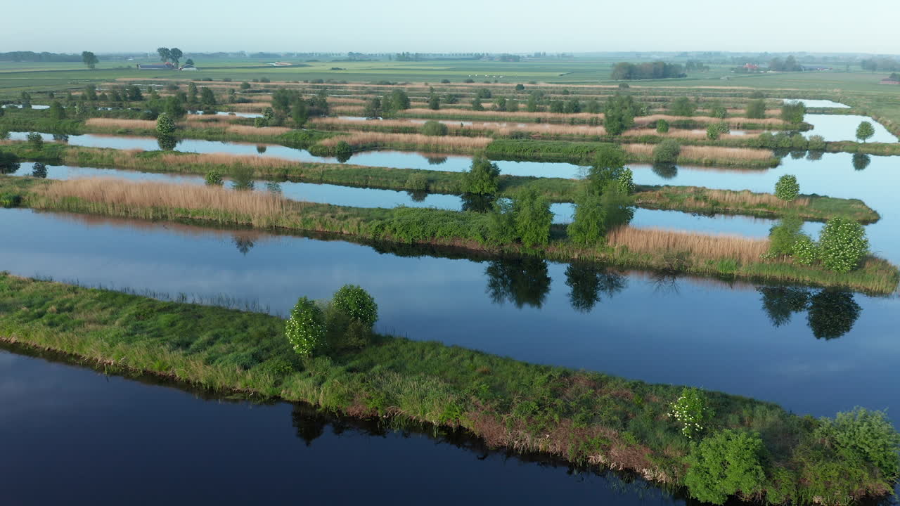 Typical Dutch Polder Landscape In Waterstaete Ossenzijl Near Weerribben-Wieden National Park, Netherlands