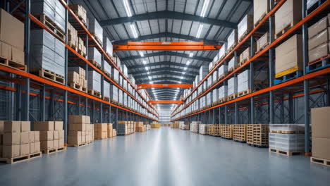 empty modern warehouse with pallets and boxes