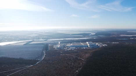 aerial view of industrial zone. view of the urban industrial district from the air