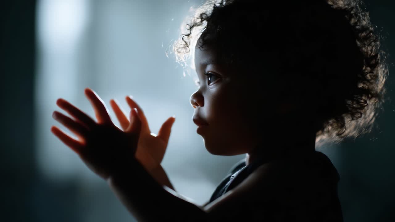Captivating Moments of a Child's Curiosity and Wonder Captured in Silhouette, Showcasing Innocence and Exploration Through Light and Shadow