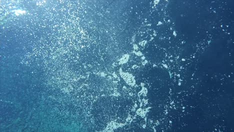 view of the surface of the pool from the bottom