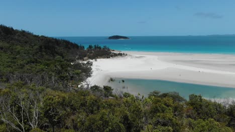 aerial forward at whitehaven beach in whitsunday island