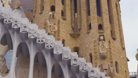 a close up view of architecture of sagrada família, barcelona, spain.