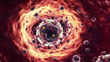 intricate visualization of virus structure: a detailed exploration of viral particles surrounded by cellular environments and biological interactions