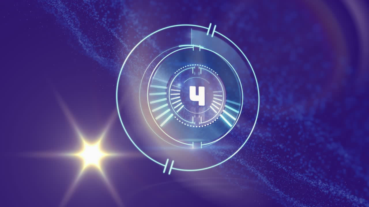 animación de la cuenta atrás sobre el escaneo del alcance en fondo púrpura