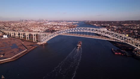 bayonne bridge in staten island, new york, 4k aerial