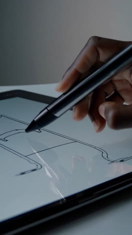 person using a digital tablet and stylus to draw
