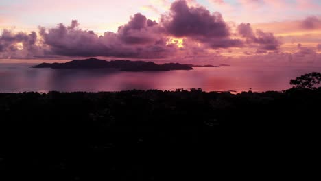 beautiful sunset on la digue, an island of the seychelles