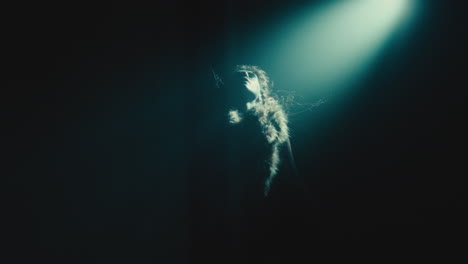 a creepy witch during the night storm
