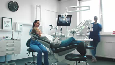 time lapse view of stomatologists doing their work in dentist's