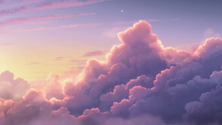 Dreamy sunset clouds in a wide-angle shot, perfect for a serene video backdrop